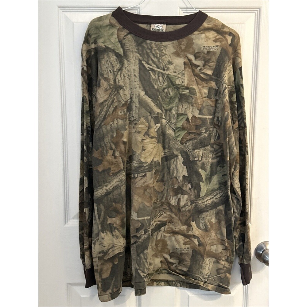 Vintage Red Head Long Sleeve Shirt Mens L‎ Advantage Timber Camo Pocket